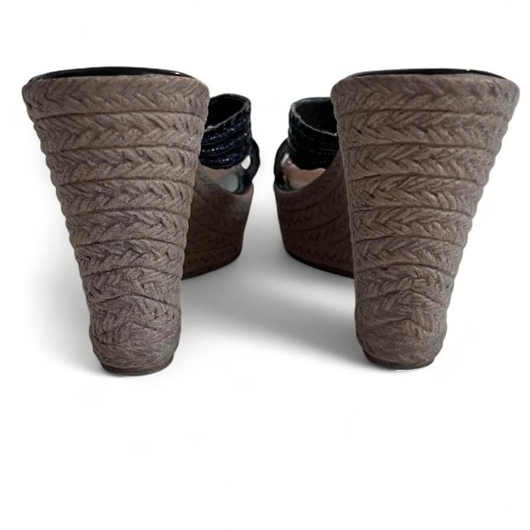 Nine West Women's Black Wedge Sandal Open Toe Made In Italy Size 8 - Picture 6 of 7